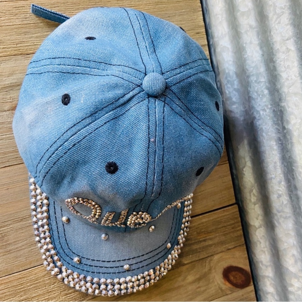 Denim Rhinestone 'Queen' Cap - Picture 7 of 8